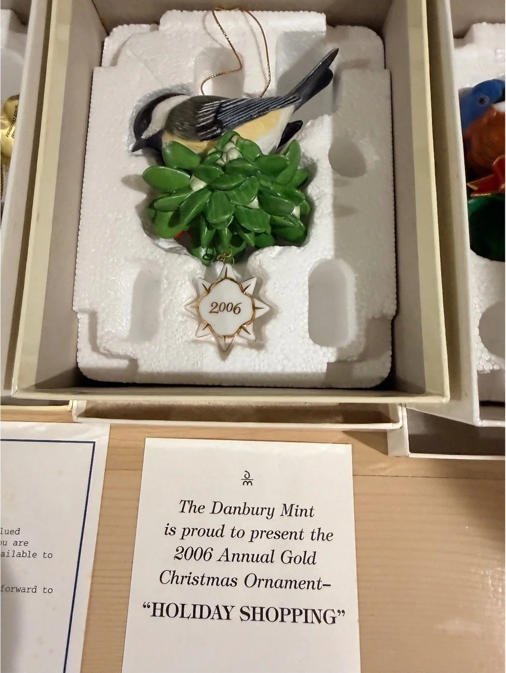 The Danbury Mint Annual Gold Christmas Bird Ornaments Set 2004-2012